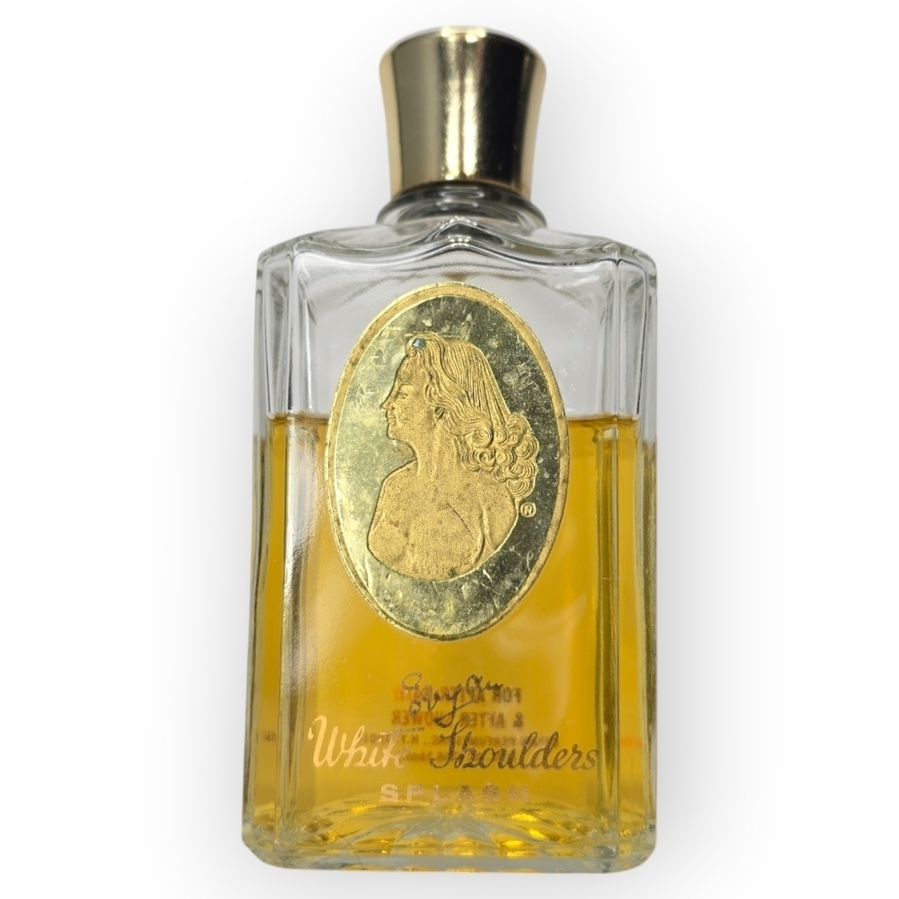VTG EVYAN White Shoulders‎ Splash After Bath Shower 8 oz glass bottle 75% full